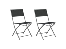 Maison Exclusive - Cadeiras De Exterior Dobráveis 2 Pcs Aço E Textilene Preto