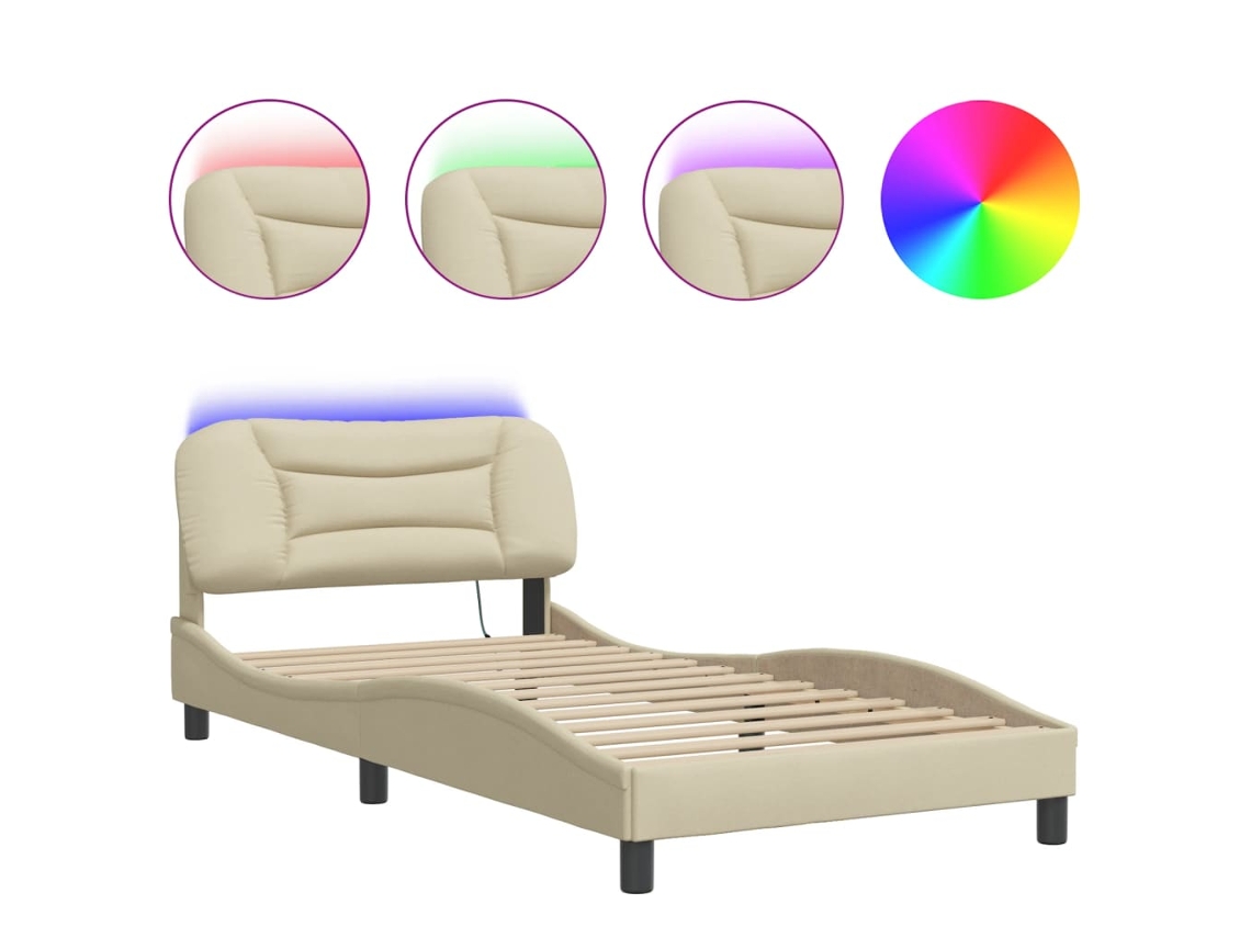 Bed Frame, Bed Frames Vidaxl Creme Tecido (100 X 200 Cm)