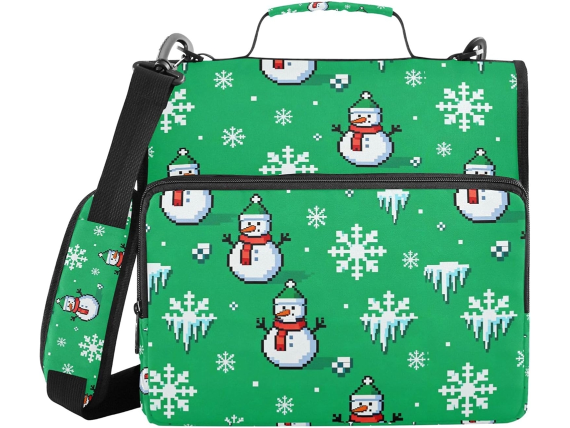Mochila retrô de inverno com estampa pixelada, bolsas extras, alças de ombro e de ombro, diversas bolsas de 3 e 8 cm, Estojo