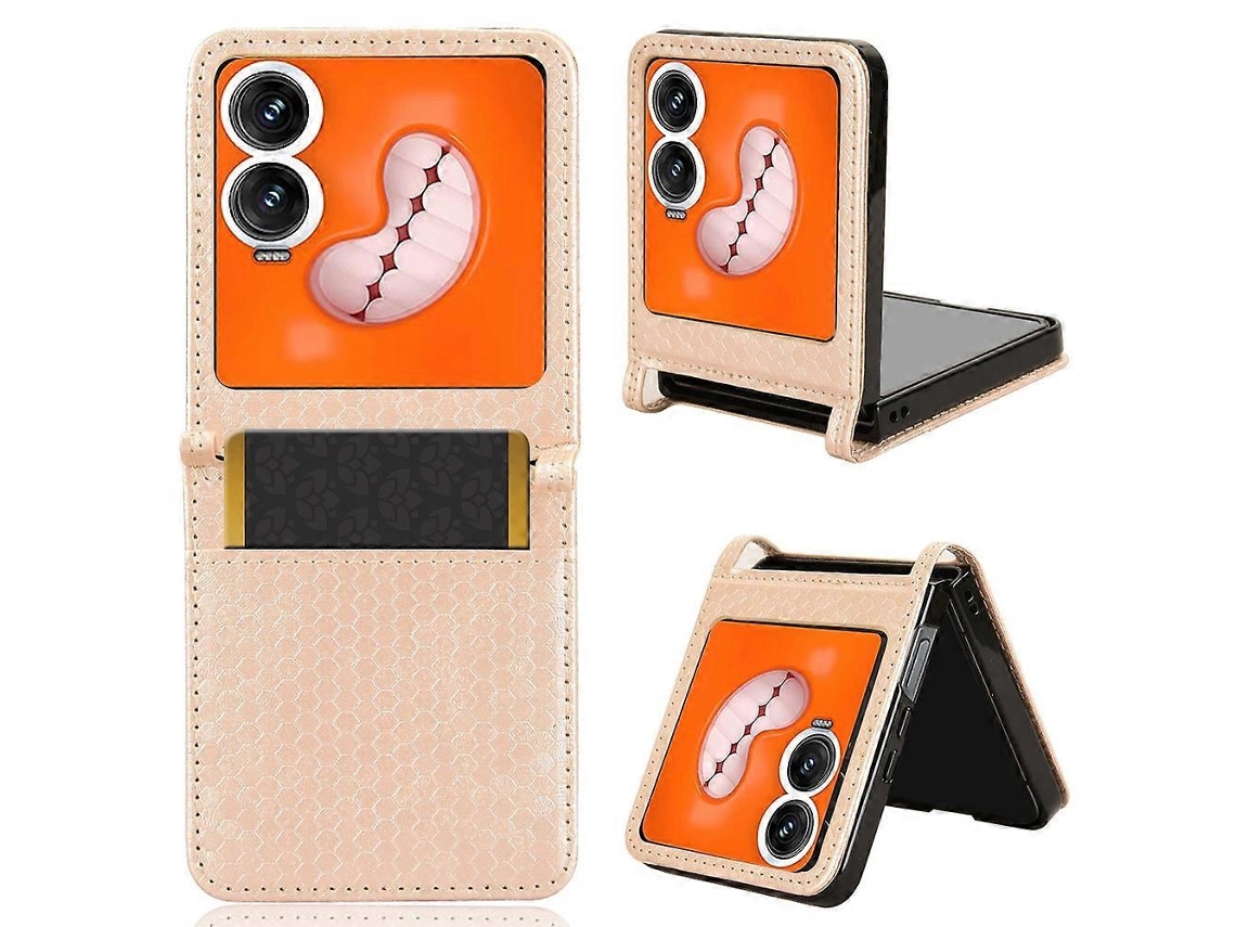 Capa De Couro Com Textura De Favo De Mel E Compartimento Para Cartão Para Celular Infinix Zero Flip