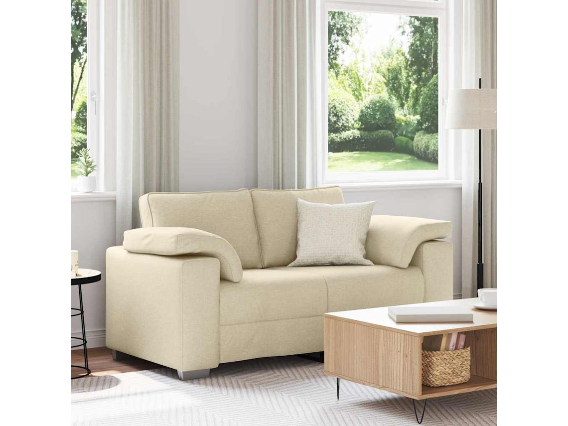 Vidaxl Sofá De Dois Lugares Creme 160 Cm Tecido