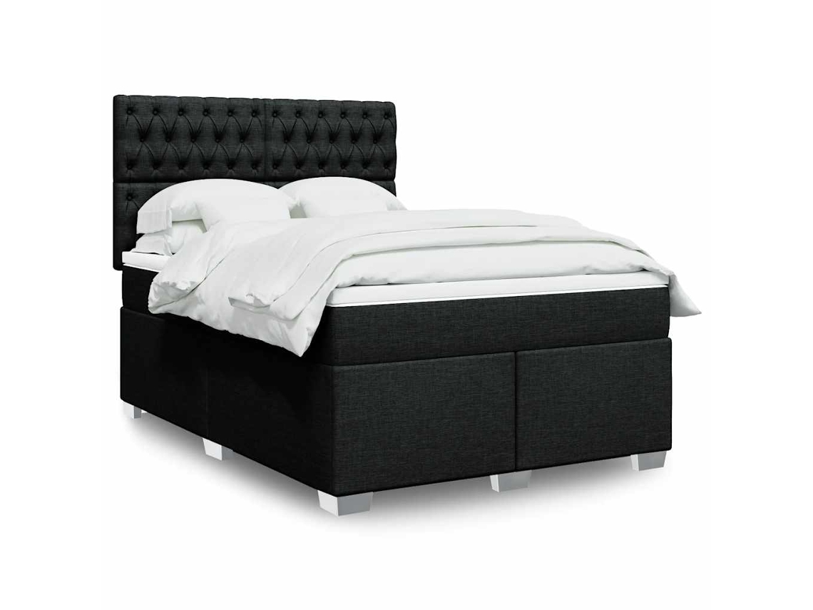 Vidaxl Cama Com Molas/colchão 140x190 Cm Tecido Preto