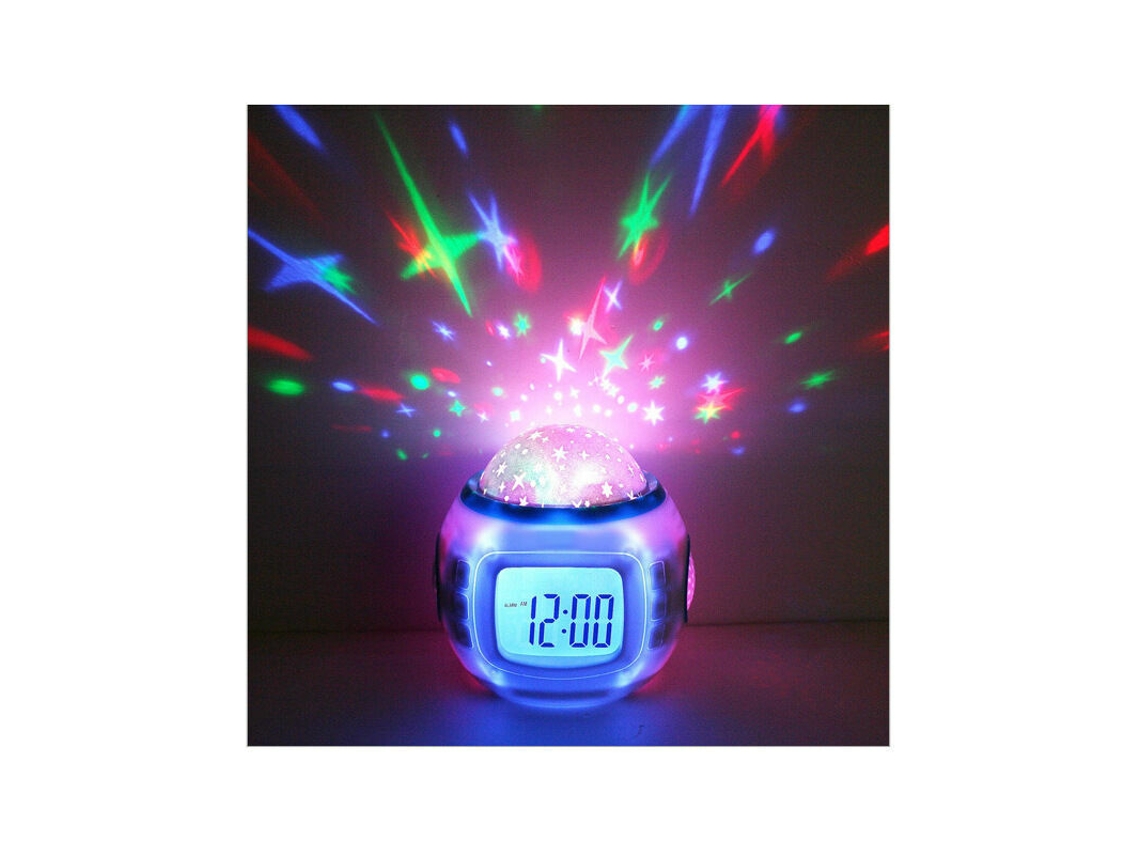 Despertador Infantil Para Meninos E Meninas Com Projetor De Estrelas Musical, Luz Noturna Led E Vela. Presente Ideal Para O Natal Aquaforge