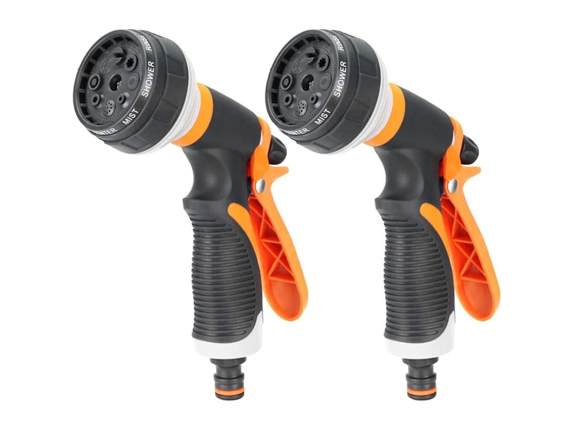 2pcs Pistola De Rega Com 8 Modos, Aspersor De Alta Pressão Para Jardim, Lavagem De Carros E Limpeza