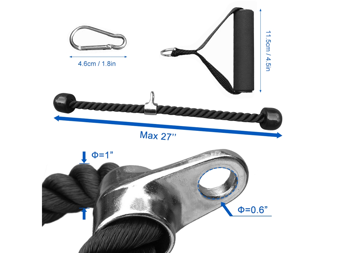 2026zentro-conjunto 7 Peças Corda Pull Down Tríceps Push Down Com Grip E Mosquetão Para Academia E Casa
