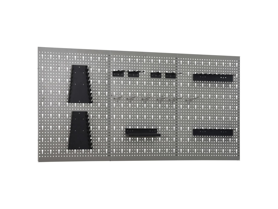 Vidaxl Placas Perfuradas De Parede 3 Pcs 40x58 Cm Aço