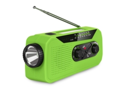 Rádio Portátil Ecológico, Autossuficiente, Movido a Energia Solar e com Manivela AQUAFORGE