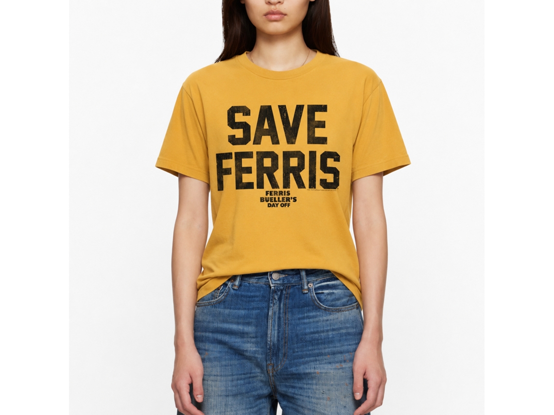 Rockinstone Ferris Bueller's Day Off Save Ferris Again Solid Ginger Adult T-shirt Size:xxl