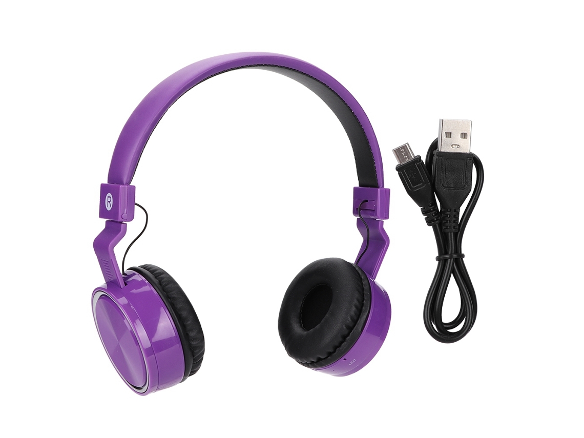 Fone De Ouvido Bluetooth Sem Fio Portátil B-12 Com Display De Áudio Fm E Música Roxo