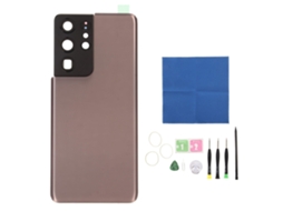 Capinha de Vidro Traseiro com Lente de Câmera Pré-instalada para Galaxy S21 Ultra EOOCOO