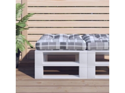 Vidaxl Almofadão Para Paletes 58x58x10 Cm Tecido Xadrez Cinzento