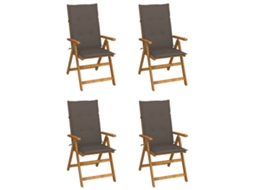Reclining Folding Chair, Reclining Folding Chairs Vidaxl Cinzento-acastanhado Madeira De Acácia (120 X 50 X 3 Cm)