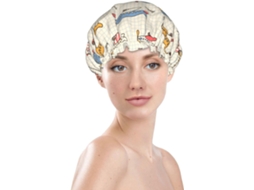 Touca De Banho Feminina, Reutilizável, Impermeável, Dupla Camada, Com Elástico, Ideal Para Cabelos Longos, Com Estampa