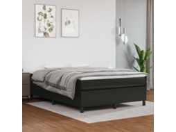Cama Com Molas/colchão 140x200 Cm Couro Artificial Preto