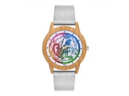 Reloj De Cuarzo Con Correa De Silicona Unisex, Dial Redondo, Color Plata