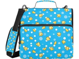 Bolsa Azul Pipoca Com Zíper E Alça De Ombro, Vários Bolsos De 3, 8cm, 3 Estojos Em Formato De Sino, Pasta