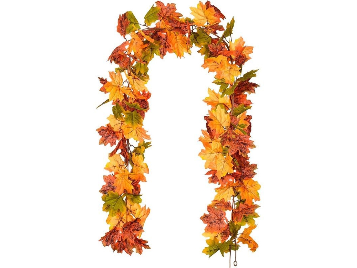 Guirnalda De Hojas De Arce Artificial, 2 Pack 6 Pies Cada Una, Decoración Otoño Acción De Gracias Interior Exterior