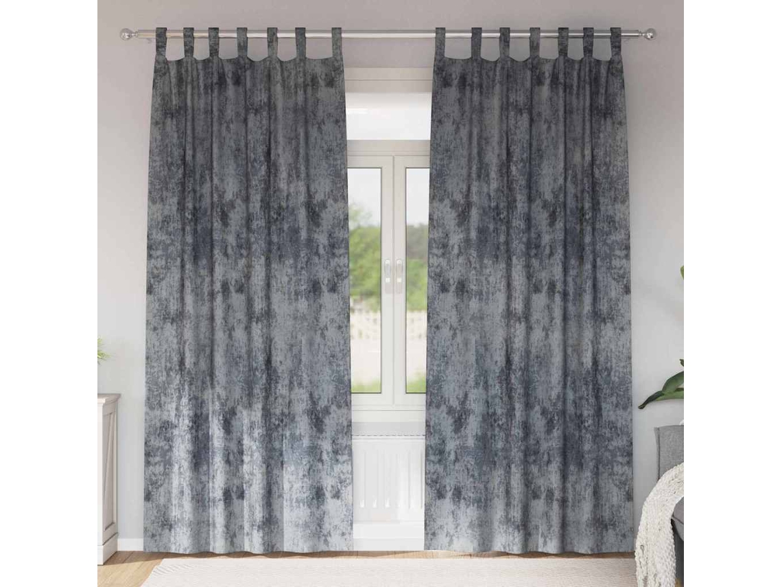 Vidaxl Cortinas De Veludo 2 Pcs Cinza Prata 260 X 140 Cm Veludo
