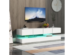Móvel baixo para TV LED, Armário de parede para TV, Suporte para TV, Móvel para TV com 2 armários e 4 gavetas grandes, Armário de parede com iluminação.