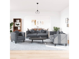 Vidaxl 3 Pcs Conjunto De Sofás Com Almofadas Veludo Cinzento-escuro