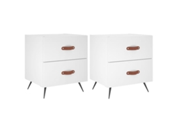 Bedside Cabinet, Bedside Cabinets Vidaxl Branco Madeira Processada (n/a)