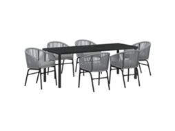 Conjunto 7 Conjunto De Jantar Para Jardim Vidaxl Antracite Vime Pe (200 X 80 X 73 Cm)