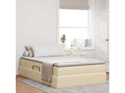 Vidaxl Cama Com Arrumação E Colchão Creme 120 X 190 Cm Poliéster