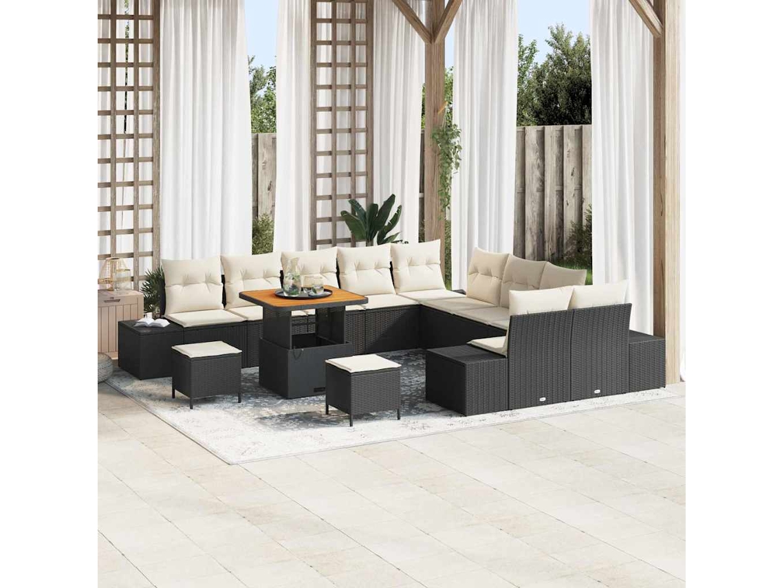 Vidaxl Conjunto De Sofá De Jardim 13 Unid. 12-número De Lugares Preto