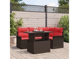 Vidaxl Conjunto De Sofá De Jardim Com Almofada 5 Pcs Castanho