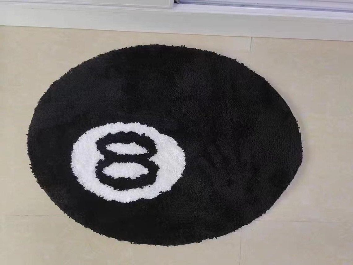 Lurelia Tapete 8 Bolas Absorvente Macio Fofo Preto Branco 60x60 Cm Banheiro