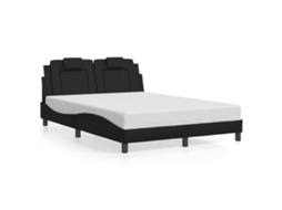 Bed Frame, Bed Frames Vidaxl Preto Couro Artificial (140 X 190 Cm)