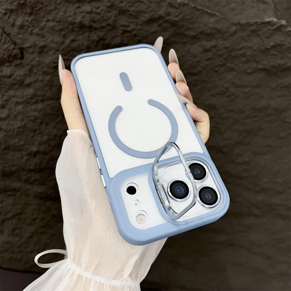 Capa Para Iphone 15 Pro Max, Azul Claro, Com Suporte Magnético Magsafe E Carregamento Sem Fio.