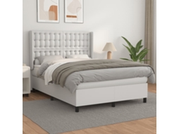 Vidaxl Cama Com Molas/colchão 140x200 Cm Couro Artificial Branco