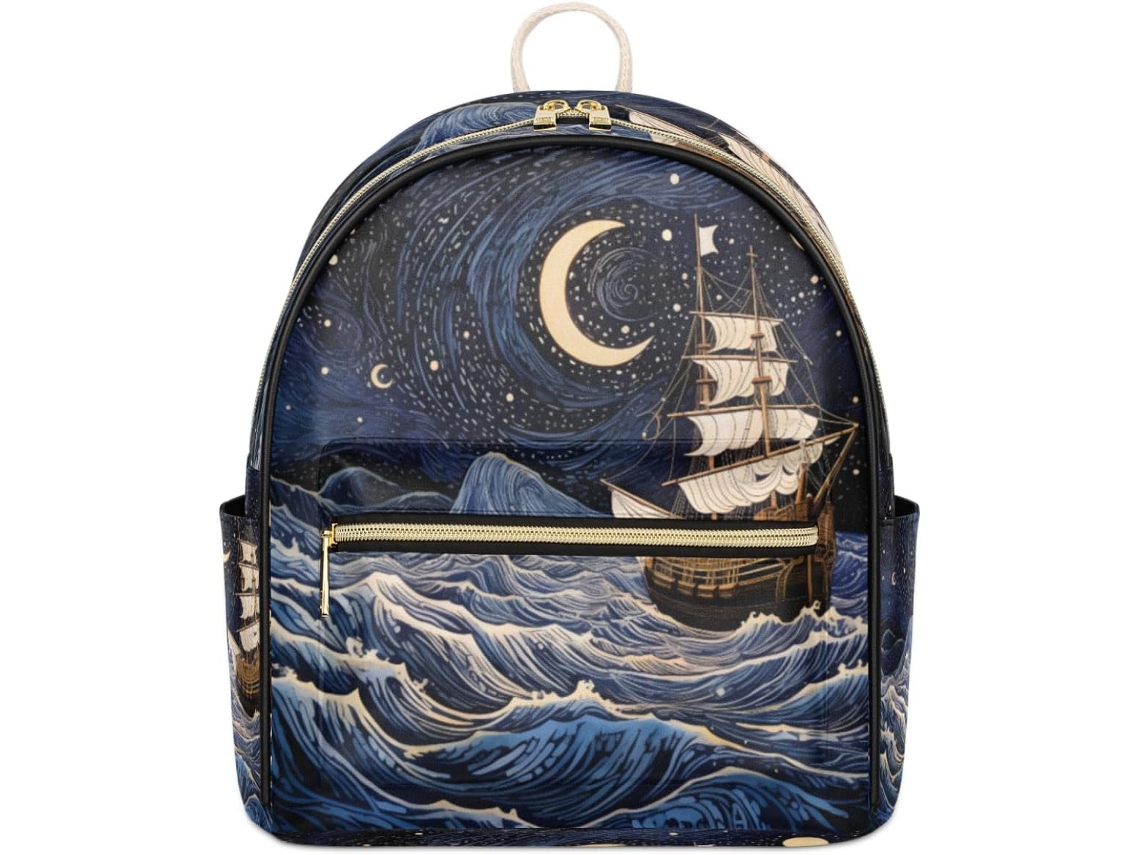 Mochila Tropicallife com Estampa de Barco Oceânico em Aquarela para Mulheres Estampas Pe Impermeável