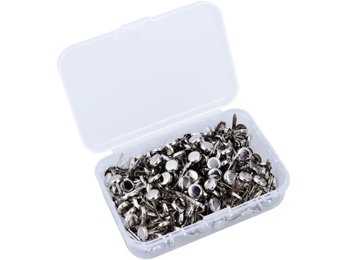 200 Tachinhas Redondas de Ferro Galvanizado Prateado, Impermeável e Resistente à Ferrugem, para Mesa, Com Caixa