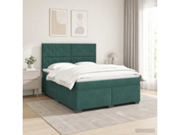 Vidaxl Cama Box Spring Com Colchão Verde-escuro 140 X 190 Cm Veludo