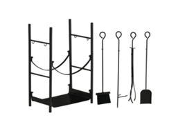 Suporte Elevado para Lenha com 2 Prateleiras Metálicas Removíveis, Capacidade 70kg (44,5x29,5x73cm) Preto | S/MARCA