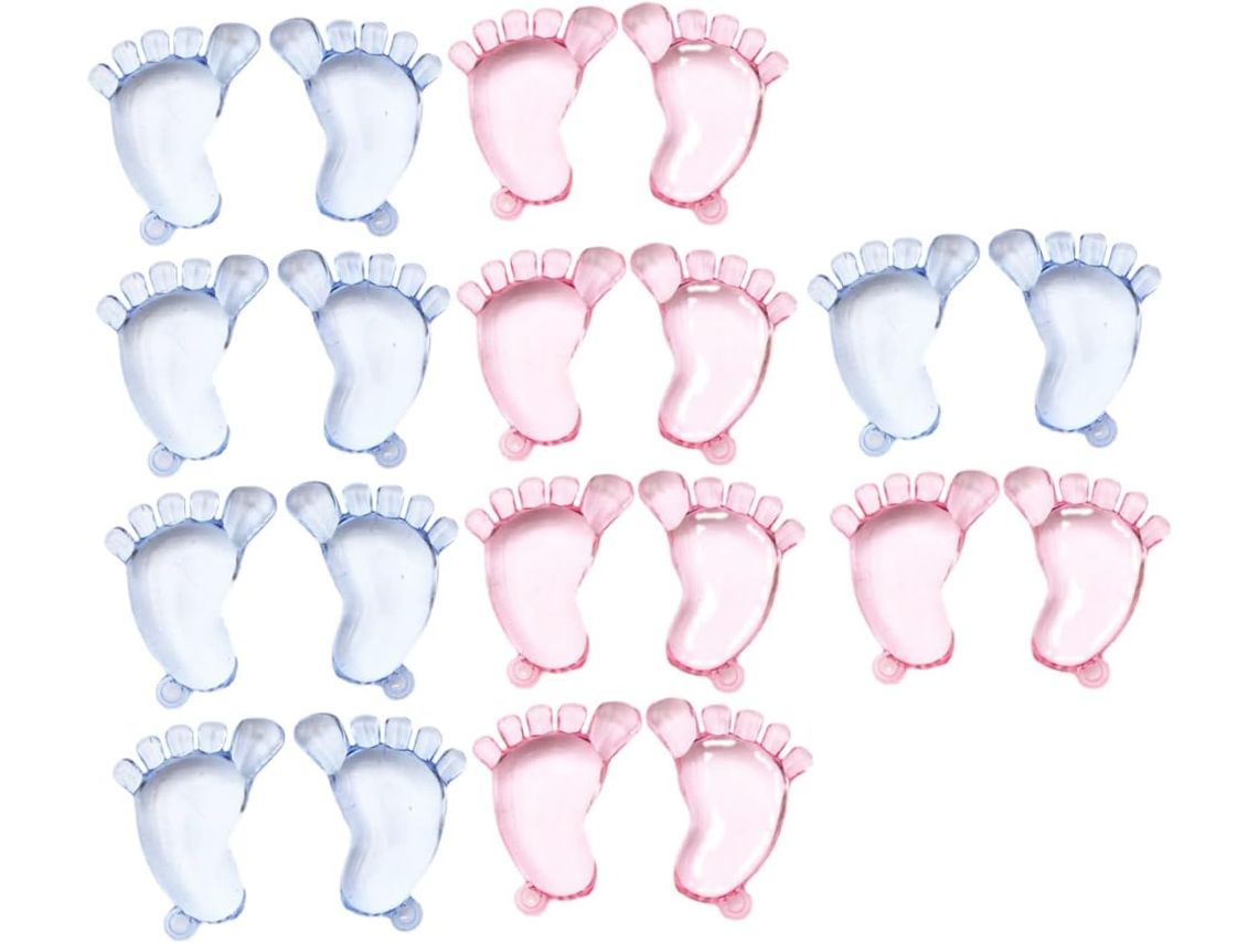 Kit Com 20 Peças Para Decoração De Chá De Bebê, Enfeites Transparentes Azuis E Rosas Para Os Pés, Mi Gokoco