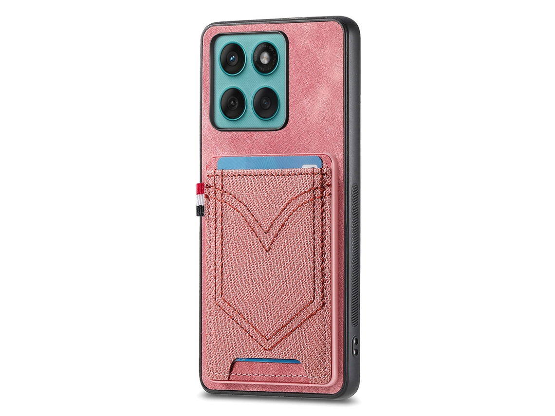 Capa Para Moto Edge 60fusion ,ultrafina Em Couro Pu Com Porta-cartão Rosa Panoona