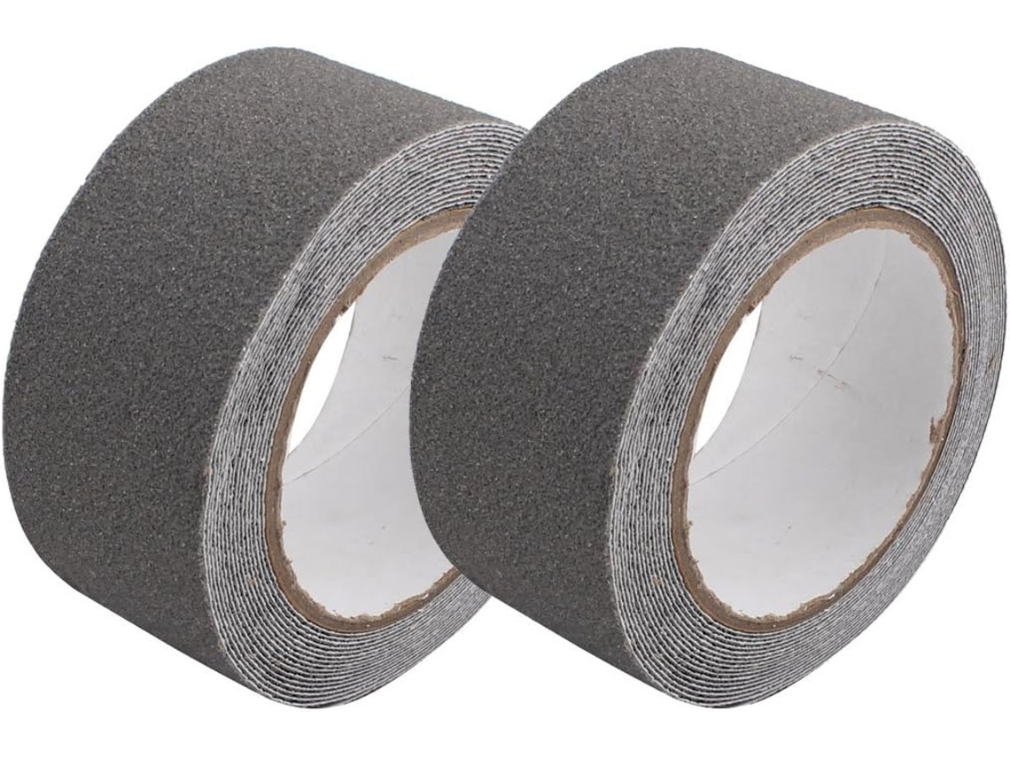2 Peças de Fita Antiderrapante Cinza de Alta Tração para Uso Interno e Externo, 50 Mm X 5 M CHABERLU