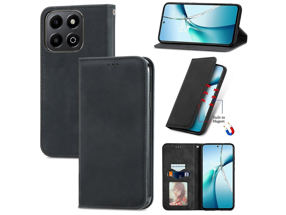 Capa De Celular De Couro Com Flip Magnético Retro Skin Feel