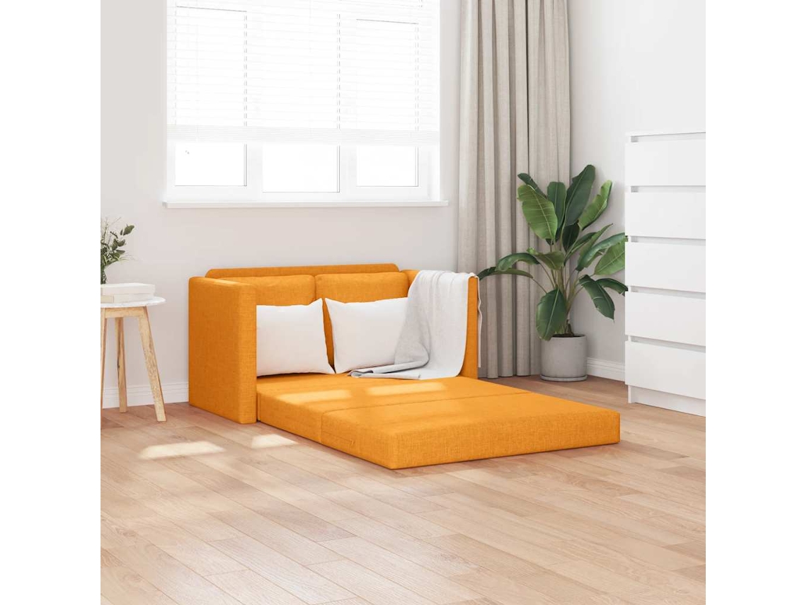 Vidaxl Sofá-cama Sem Pés 112x174x55 Cm Tecido Amarelo-escuro