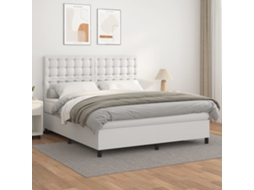 Vidaxl Cama Com Molas/colchão 180x200 Cm Couro Artificial Branco