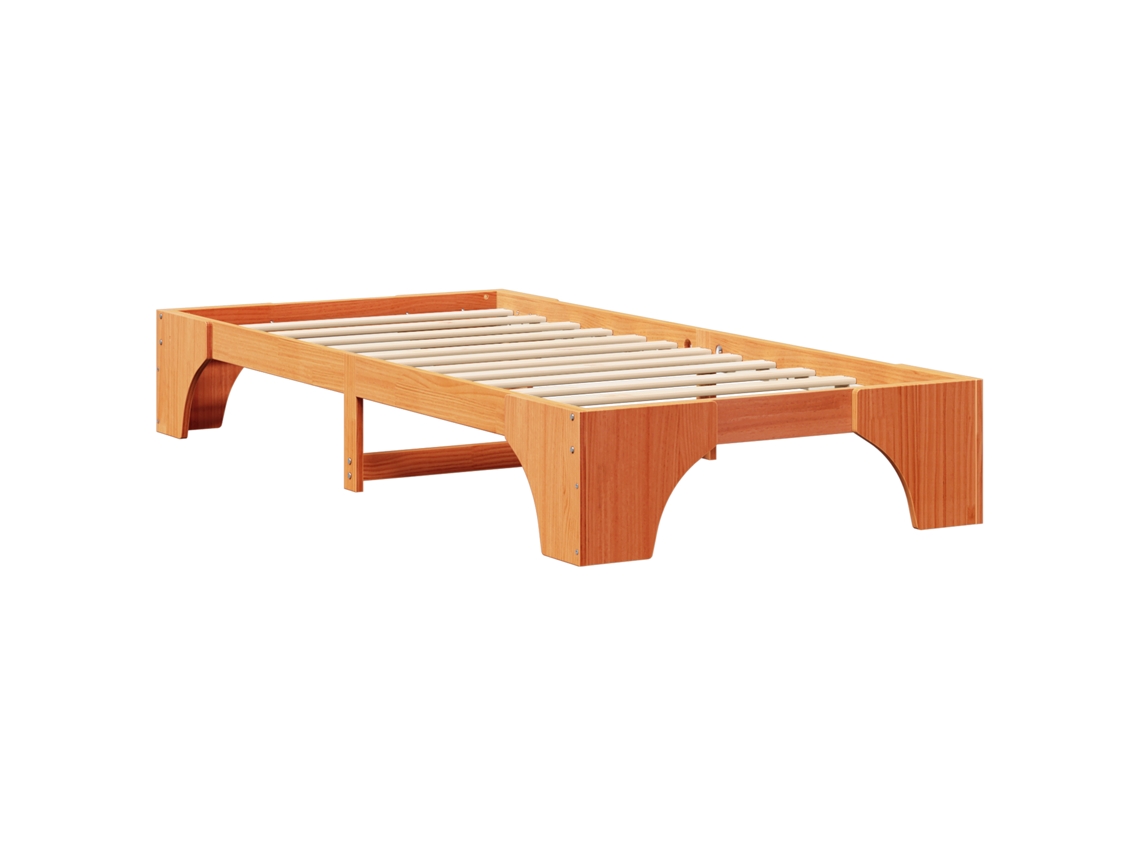 Conjunto 1 Estrutura Da Cama Vidaxl Castanho Madeira De Pinho Maciça (90 X 200 Cm)