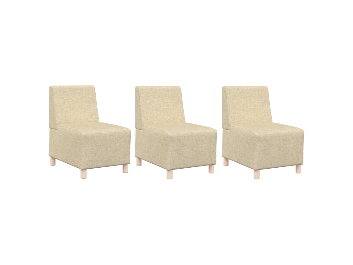 Conjunto 3 Conjunto De Sofá Moderno Vidaxl Creme Tecido (55 X 74 X 82 Cm)
