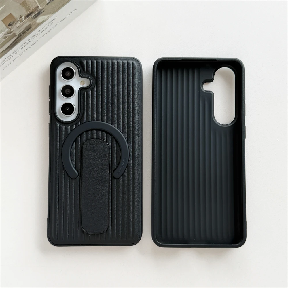(preto, Galaxy S26) Capa De Celular Dobrável E Ondulada, Feita De Couro Sintético, Compatível Com O Encaixe Magnético Magsafe.