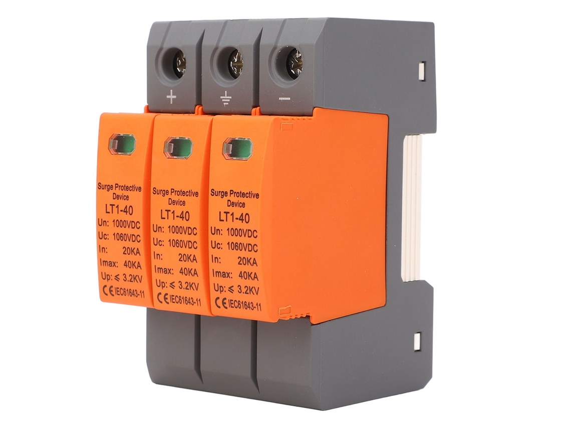 Protetor de Sobrecarga de Energia Dc 3p 1000v 20ka 40ka para Sistema Fotovoltaico, Montagem em Rail 35mm
