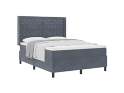 Cama Box com Colchão Cinza Escuro 160 X 200 Cm Veludo MAISON EXCLUSIVE