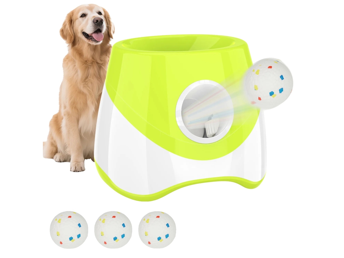 Lançador Automático De Bolas, Distância De Lançamento Ajustável, Inclui Bolas De Tênis Compatíveis, Verde