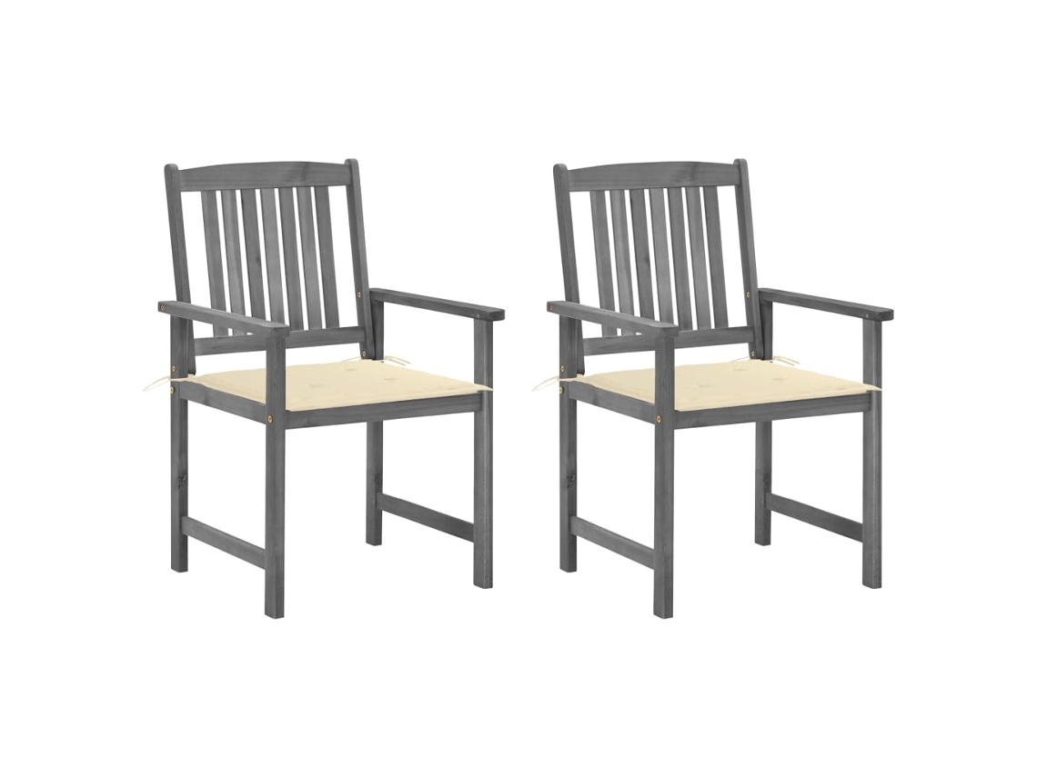 Vidaxl Cadeiras De Jardim Com Almofadões 2 Pcs Acácia Maciça Cinza